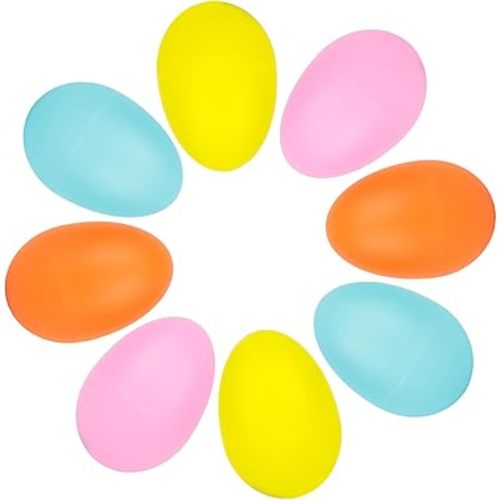 LovesTown 8pcs Plastic Egg Shakers Percussion Instruments Musical Egg Maracas Easter Egg with 4 Colors