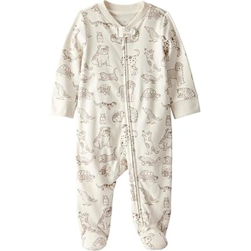 little planet by carter's Baby Sleep and Play made with Organic Cotton, Animal Print, NB