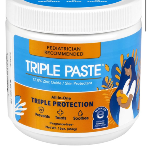 Triple Paste Diaper Rash Cream for Baby - 16 Oz Tub - Zinc Oxide Ointment Treats, Soothes and Prevents Diaper Rash - Pediatrician-Recommended Hypoallergenic Formula with Soothing Botanicals