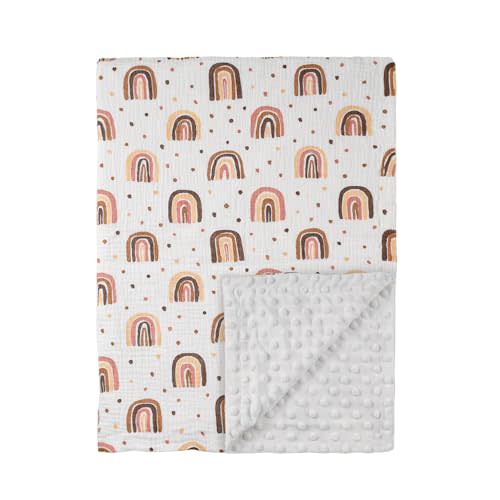 Soarwg Kids Baby Blanket Unisex Newborn, Super Soft Nursery Minky Blankets with Muslin Cotton for Boys Girls, Toddler Baby Nursery Bed Blanket Shower Gifts, 30 x 40 Inch