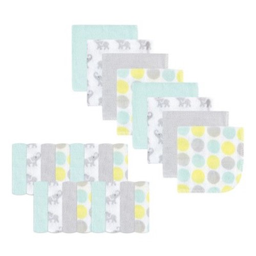 Luvable Friends Baby Unisex Super Soft Bundle Washcloths, Gray Elephant, One Size