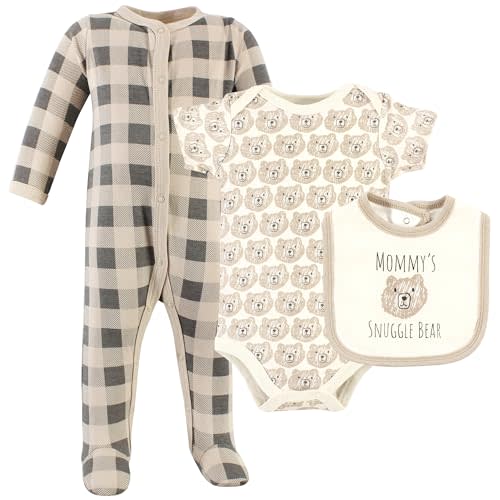 Hudson Baby Unisex Baby Cotton Sleep and Play, Bodysuit and Bandana Bib Set