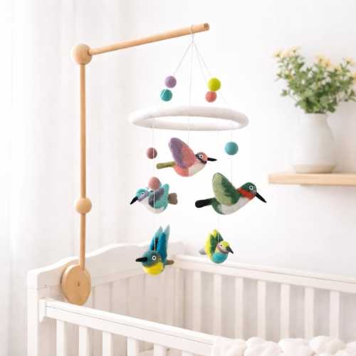 Felt Hummingbird Baby Mobile For Nursery Decor, Baby Shower's Gift, Gift for Bird Lovers