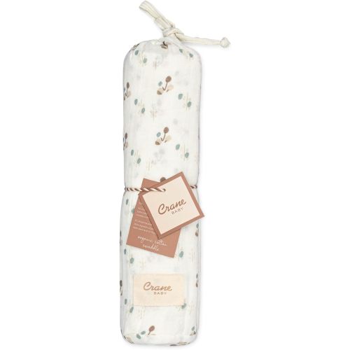 Crane Baby 100% Organic Cotton Poppy Single Baby Swaddle Wrap for Boys and Girls, Gender Neutral Newborn Swaddling Blanket, Baby Registry and Gift, 47 x 47 inches