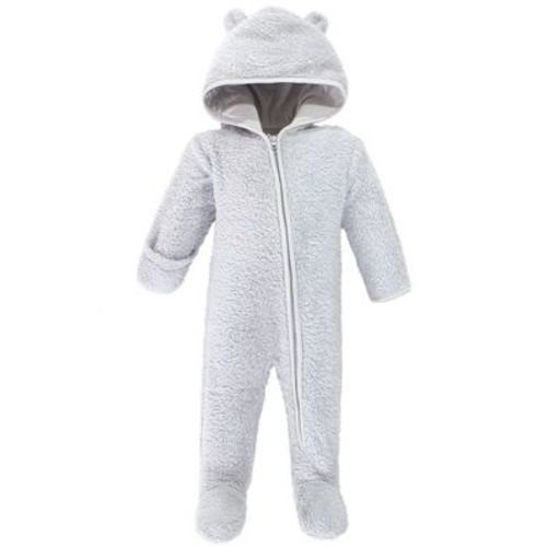 Hudson Baby Faux Shearling Bunting 1pk, Gray Bear, 0-3 Months
