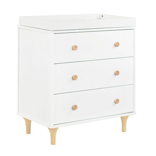 Babyletto Lolly 3-Drawer Changer Dresser with Removable Changing Tray, Color: White/Natural