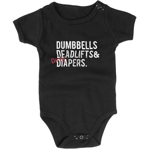 Dumbbells Deadlifts & Dirty Diapers Mini-Me Triple D Bodysuit - Unisex Bodysuit, Baby Boy or Baby Girl