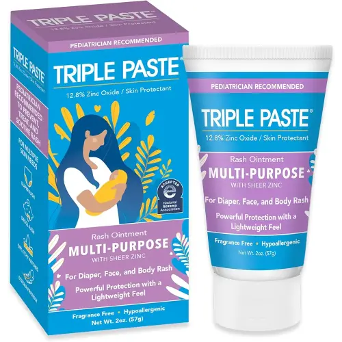 Triple Paste Multi-Purpose Baby Healing Ointment - 2 oz Tube – Diaper Rash Cream and Skin Protectant for Hands, Face & Bottom Treats, Soothes & Prevents with Zinc Oxide (Packaging May Vary)