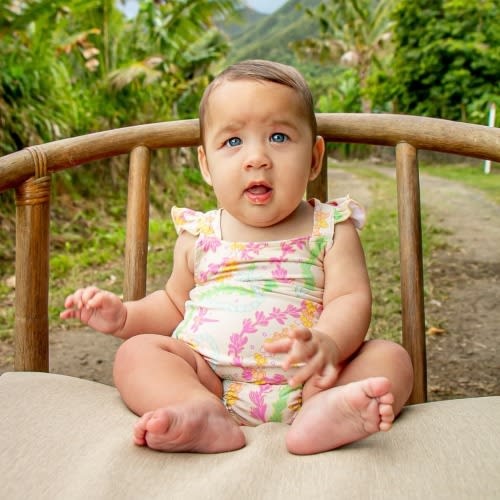 Lei Day in Sand Ruffle Bamboo Romper