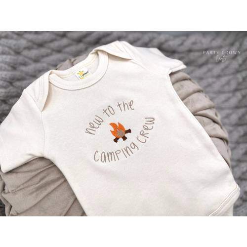 Embroidered New to the Camping Crew Bodysuit • Camping Tee • Future Camping Buddy • Pregnancy Baby Announcement • Camping Baby Shower Gift