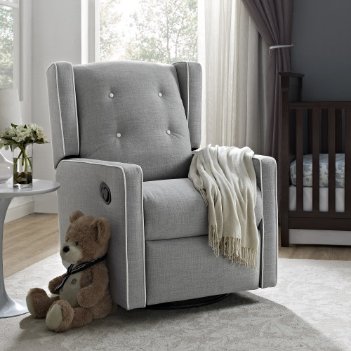 Baby Relax Mikayla Swivel Glider Rocker Recliner Chair - Gray Linen