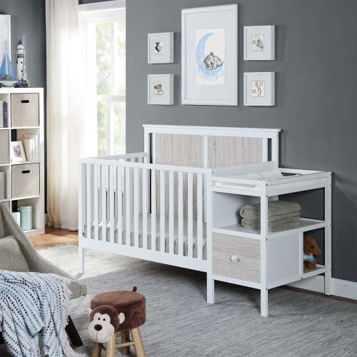 Suite Bebe Connelly 4-in-1 Convertible Crib and Changer Combo, White