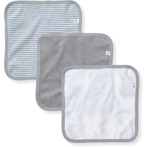 Burt's Bees Baby Infant Washcloths, 100% Organic Cotton, Soft and Super Absorbent Knit Terry & Woven Terry Wash Cloth