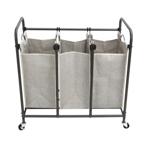 Free Shipping! Better Homes & Gardens Laundry Sorter, 3 Bag Metal Rolling Cart with Grey Fabric Bins, Adult