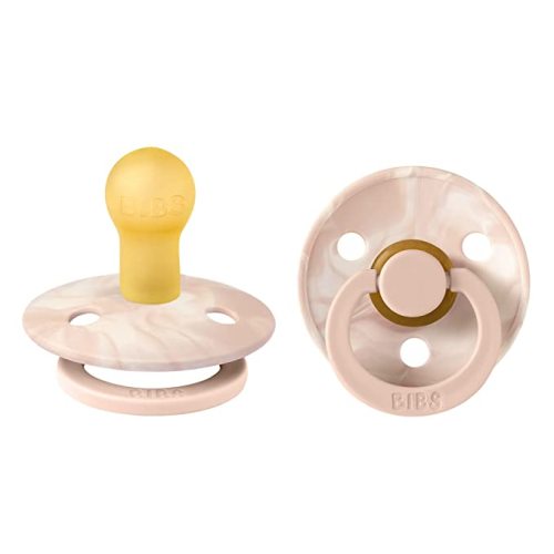 BIBS Tie-Dye Baby Pacifier | BPA-Free Natural Rubber Baby Pacifier | Made in Denmark | Blush/Ivory 2-Pack (0-6 Months)