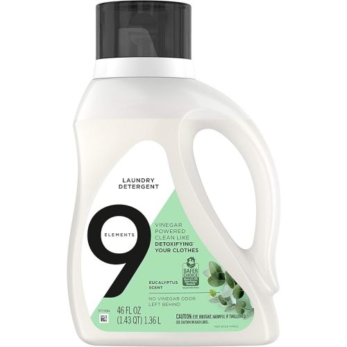 9 Elements Liquid Laundry Detergent, Eucalyptus Scent, 46 Oz, 46 Fl Oz