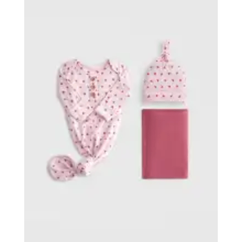 Bamboo Gown, Hat & Swaddle Layette Bundle - Baby Girl