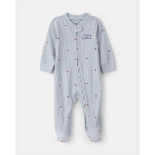 Baby Boy 'Baby Brother' Cotton 2-Way Zip Sleep & Play Pajamas - Blue | Carter's