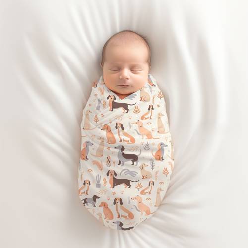Dachshund Baby Swaddle Blanket, Newborn Wrap for Boy or Girl, Baby Shower Gift, Coming Home Accessory, Nursing Cover, Baby Bedding