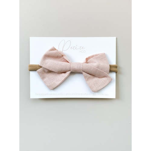 LINEN BOW HEADBAND - BABY PINK