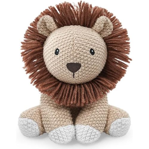 Lion Stuffed Animal for Kids,8inch Sit Lion Toys Hand Knit Doll Baby Cute Doll Bed Time,Handmade Knit Animal Toy Soft Cotton Knitted Animals Teddy Bear Christmas Birthday Gifts （Knit Lion）