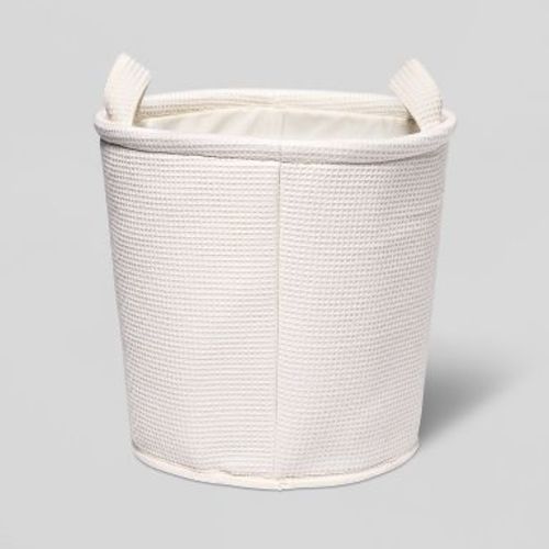 Large Waffle Kids' Storage Basket Cream - Pillowfort™: Circular Polyester Toy Organizer, Spot Clean, 13"x13"