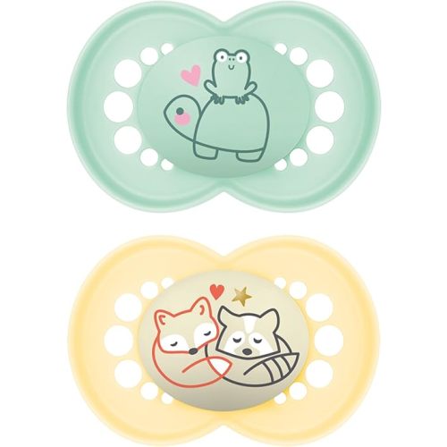 MAM Day & Night Pacifiers, Glow in The Dark Pacifier for Breastfed Babies, 6-16 Months, Unisex