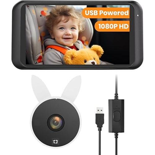 USB Car Camera for Baby : 4.5" Baby Car Camera with 1080P Crystal Clear Mirror View, Easy Installation Carseat Camera Rear Facing Kids, HD IR Night Vision Backseat Camera