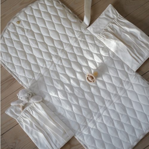 Portable Changing Pad in Beige Gingham | Over The Moon
