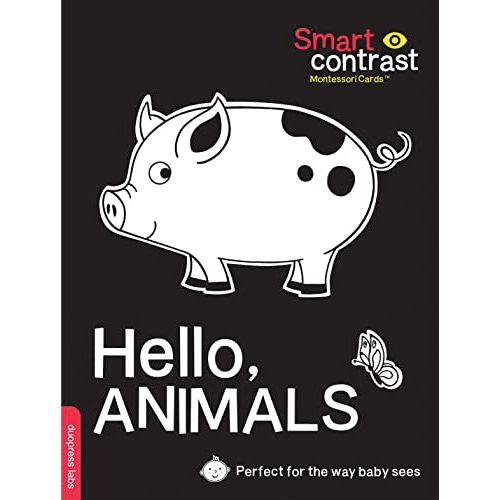 SmartContrast Montessori Cards(TM): Hello, Animals: 20 durable double-sided high-contrast cards with 3 levels of development.