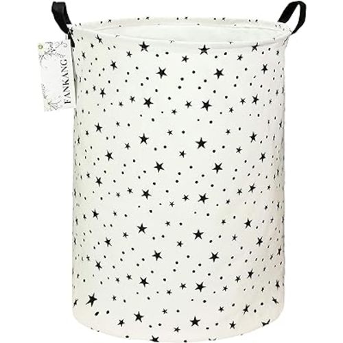 FANKANG Storage Basket, Nursery Hamper Canvas Laundry Basket Foldable with Waterproof PE Coating Large Storage Baskets for Kids Boys and Girls, Office, Bedroom, Clothes,Toys（Star）