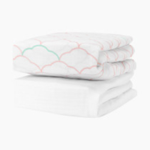 Newton Baby 2-Pack Organic Cotton Breathable Crib Sheets - Dreamweaver Blush Coral + Solid White