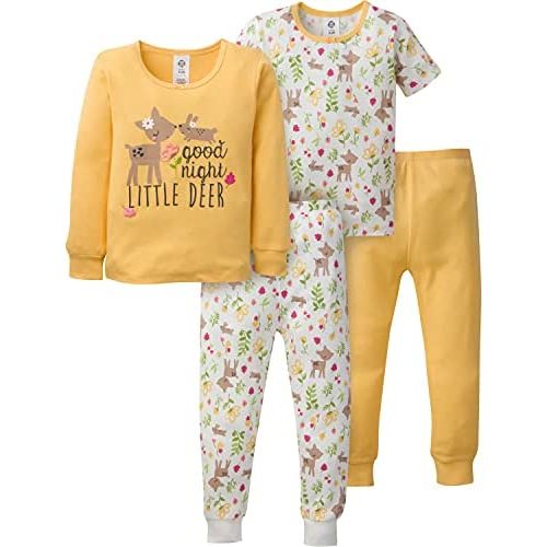 4T Gerber Baby Girls' Toddler Snug Fit 4-Piece Pajama Set