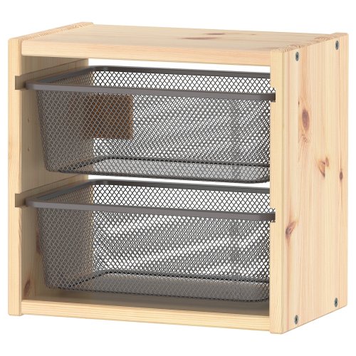 TROFAST Wall storage - light white stained pine/dark gray 12 5/8x8 1/4x11 3/4 "