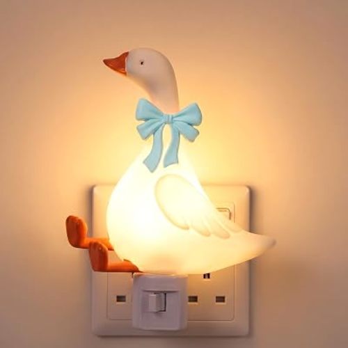 Gerrii Silly Goose Night Light Plug in Blue Decor for Kids Bedroom