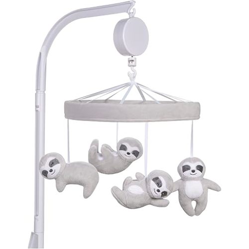 Sammy & Lou Sloths Baby Crib Mobile with Music, Crib Mobile Arm Fits Standard Crib Rail