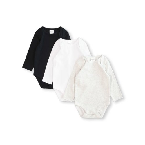 Black Baby 3 Pack Long Sleeve Interlock Bodysuit | Best&Less™ Online