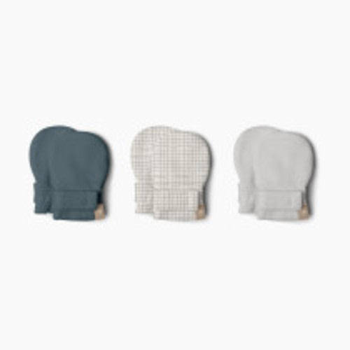 Goumi Kids Stay-On Baby Mitts (3 Pack) - Midnight + Gridlock + Desert Mist, 0-3 M