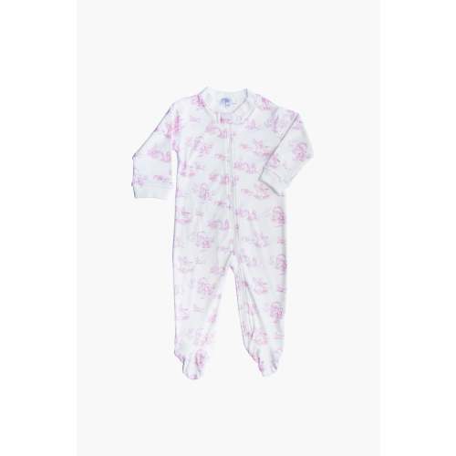 Pink Toile Zipper Footie