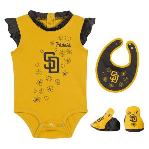 Newborn & Infant San Diego Padres Fanatics Gold Happy Baseball Bodysuit, Bib & Bootie Set