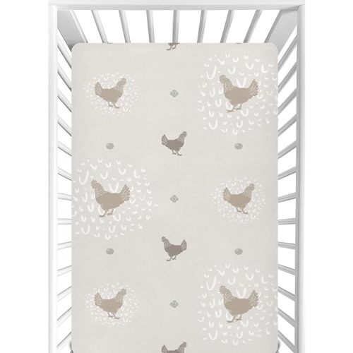 CaTaKu Farmhouse Chicken Mini Crib Sheets for Girls Boys Baby Mattress Sheets Fitted, Soft Toddler Nursery Bed Sheets Neutral 28"x 52"