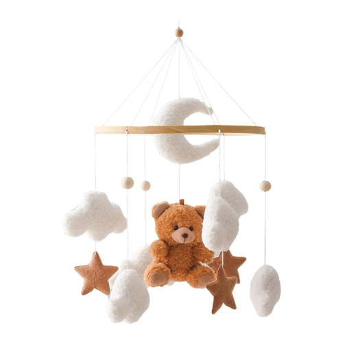 Baby Nursery Decor Delightful Mobile Crib Hanger Plush Teddy Bear Promote Hand Eye Coordination