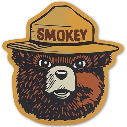 Smokey Bear Head Metal Sign - Fun Vintage Smokey Bear Wall Decor for Man Cave, Cabin or Garage