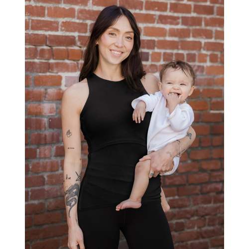 Ribbed Bamboo Racerback Nursing Tank | Black - Kindred Bravely