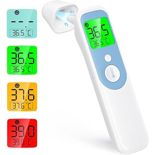 Forehead and Ear Thermometer, Forehead Thermometer for Adults and Kids, Digital Infrared Thermometer Gun with Fever Alarm, Fast Accurate Results, Easy for All Ages