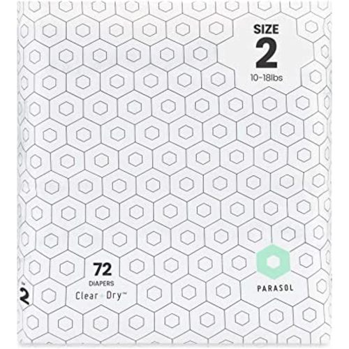 PARASOL Clear+Dry Disposable Diapers | RashShield Protection, Leakproof Design, Hypoallergenic Diaper Set | Size 2 (10-18 lbs) 72 Count