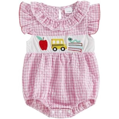 Baby Girl Back to School Outfit First Day of School Onesie Bubble Romper Summer Infant Girl Outfits Clothes