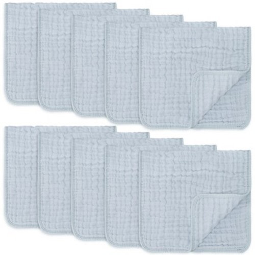 Muslin Burp Cloths Large 100% Cotton by Comfy Cubs, Color: Slate, Size: pack of 10