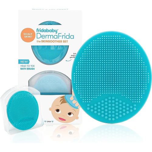 Frida Baby DermaFrida The SkinSoother Baby Bath Brush, Cradle Cap Brush for Babies, Baby Essential for Dry Skin, Cradle Cap Treatment and Eczema, 2 Pack