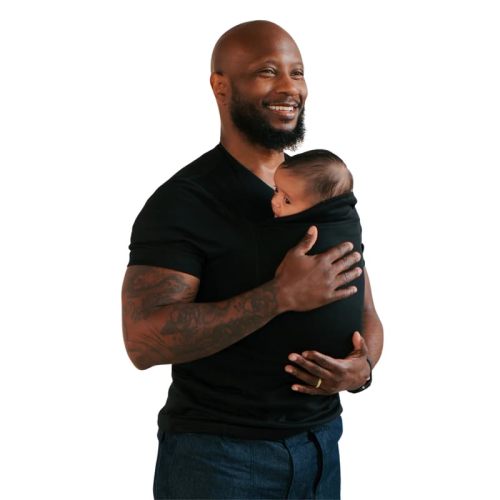 Lalabu Dad Shirt Baby Carrier | The Iconic Dad Baby Carrier Shirt That Looks Like a Tee | Designed to Help New Dads Bond | Comfortable & Easy to Use Mens Baby Carrier | Black, 3XL, Short Sleeve